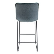 Peacock blue modern leather bar stool with black iron base & footrest by Leisure Mod additional picture 4