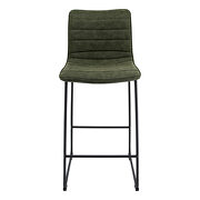 Olive green modern leather bar stool with black iron base & footrest by Leisure Mod additional picture 2
