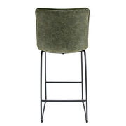 Olive green modern leather bar stool with black iron base & footrest by Leisure Mod additional picture 4