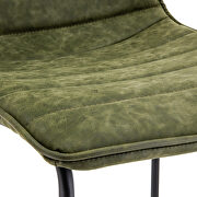 Olive green modern leather bar stool with black iron base & footrest by Leisure Mod additional picture 5