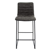 Gray modern leather bar stool with black iron base & footrest by Leisure Mod additional picture 2