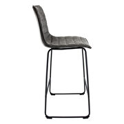 Gray modern leather bar stool with black iron base & footrest by Leisure Mod additional picture 3