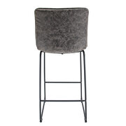 Gray modern leather bar stool with black iron base & footrest by Leisure Mod additional picture 4