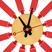 Red finish block silent non-ticking modern design wall clock by Leisure Mod additional picture 2