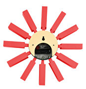 Red finish block silent non-ticking modern design wall clock by Leisure Mod additional picture 4