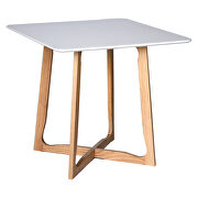 High-quality white mdf wood top/ solid oak wood base dining table by Leisure Mod additional picture 2