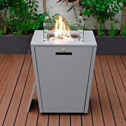 Gray aluminum patio modern propane fire pit side table by Leisure Mod additional picture 4