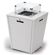 White aluminum patio modern propane fire pit side table additional photo 2 of 8