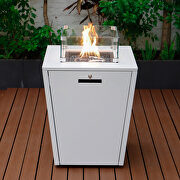 White aluminum patio modern propane fire pit side table additional photo 4 of 8
