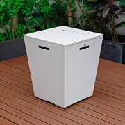 White aluminum patio modern propane fire pit side table by Leisure Mod additional picture 6