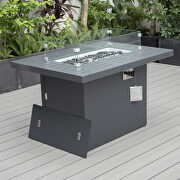 Black patio modern aluminum propane fire pit table by Leisure Mod additional picture 3