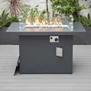 Black patio modern aluminum propane fire pit table by Leisure Mod additional picture 4