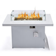 White patio modern aluminum propane fire pit table by Leisure Mod additional picture 3