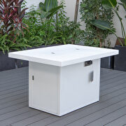 White patio modern aluminum propane fire pit table by Leisure Mod additional picture 7