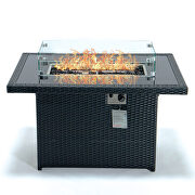 Black wicker patio modern propane fire pit table by Leisure Mod additional picture 2