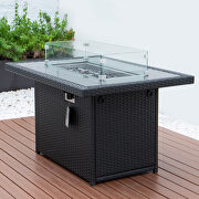 Black wicker patio modern propane fire pit table by Leisure Mod additional picture 3