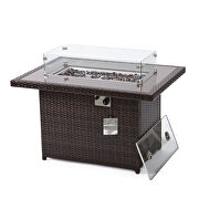 Dark brown wicker patio modern propane fire pit table by Leisure Mod additional picture 4