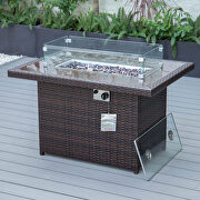 Dark brown wicker patio modern propane fire pit table by Leisure Mod additional picture 5
