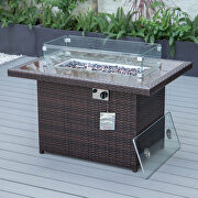 Dark brown wicker patio modern propane fire pit table additional photo 5 of 12