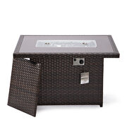 Dark brown wicker patio modern propane fire pit table by Leisure Mod additional picture 7