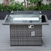 Gray wicker patio modern propane fire pit table by Leisure Mod additional picture 3