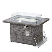 Gray wicker patio modern propane fire pit table by Leisure Mod additional picture 4