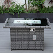 Gray wicker patio modern propane fire pit table by Leisure Mod additional picture 5