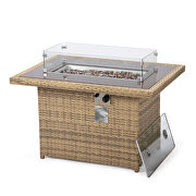 Light brown wicker patio modern propane fire pit table by Leisure Mod additional picture 4