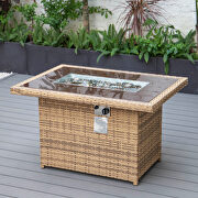 Light brown wicker patio modern propane fire pit table by Leisure Mod additional picture 6
