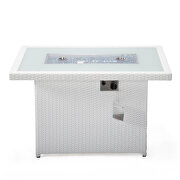 White wicker patio modern propane fire pit table by Leisure Mod additional picture 4