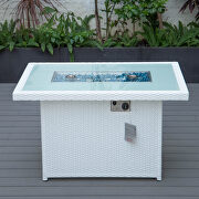 White wicker patio modern propane fire pit table by Leisure Mod additional picture 5