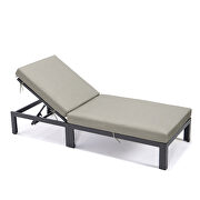 Modern outdoor chaise lounge chair with beige cushions by Leisure Mod additional picture 2