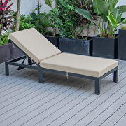 Modern outdoor chaise lounge chair with beige cushions by Leisure Mod additional picture 4