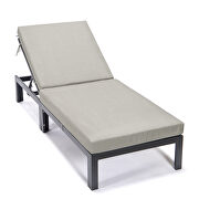 Modern outdoor chaise lounge chair with beige cushions by Leisure Mod additional picture 5