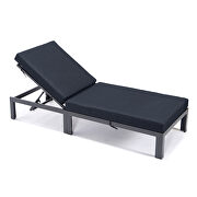 Modern outdoor chaise lounge chair with black cushions by Leisure Mod additional picture 4