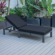 Modern outdoor chaise lounge chair with black cushions by Leisure Mod additional picture 5