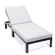 Modern outdoor chaise lounge chair with light gray cushions by Leisure Mod additional picture 2