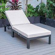 Modern outdoor chaise lounge chair with light gray cushions by Leisure Mod additional picture 3