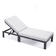 Modern outdoor chaise lounge chair with light gray cushions by Leisure Mod additional picture 4