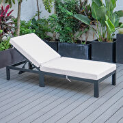 Modern outdoor chaise lounge chair with light gray cushions by Leisure Mod additional picture 5