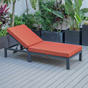 Modern outdoor chaise lounge chair with orange cushions by Leisure Mod additional picture 5