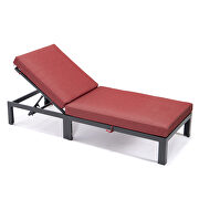 Modern outdoor chaise lounge chair with red cushions by Leisure Mod additional picture 4