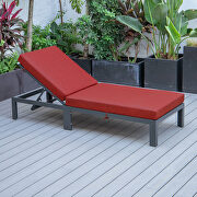 Modern outdoor chaise lounge chair with red cushions by Leisure Mod additional picture 5