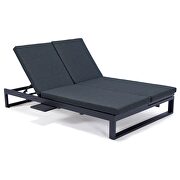 Black finish convertible double chaise lounge chair & sofa w/ cushions by Leisure Mod additional picture 2