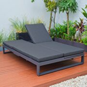 Black finish convertible double chaise lounge chair & sofa w/ cushions by Leisure Mod additional picture 3