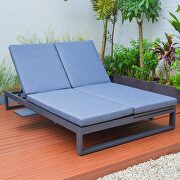 Blue finish convertible double chaise lounge chair & sofa w/ cushions by Leisure Mod additional picture 2