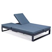 Blue finish convertible double chaise lounge chair & sofa w/ cushions additional photo 3 of 10