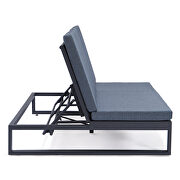 Blue finish convertible double chaise lounge chair & sofa w/ cushions additional photo 5 of 10