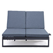 Blue finish convertible double chaise lounge chair & sofa w/ cushions by Leisure Mod additional picture 6