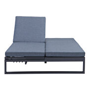 Blue finish convertible double chaise lounge chair & sofa w/ cushions by Leisure Mod additional picture 7